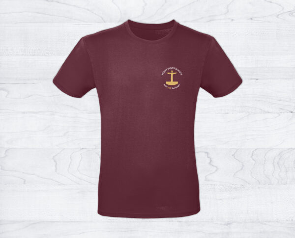 13_Herrenshirt_Logo_burgundy Herren T-Shirt »Frohe Bo(o)tschaft«