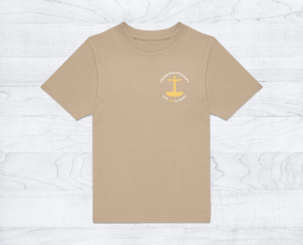 06_Kindershirt_Logo_sand Kinder T-Shirt »Frohe Bo(o)tschaft«