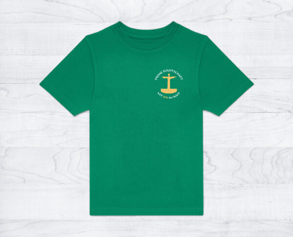 07_Kindershirt_Logo_kelly-green Kinder T-Shirt »Frohe Bo(o)tschaft«