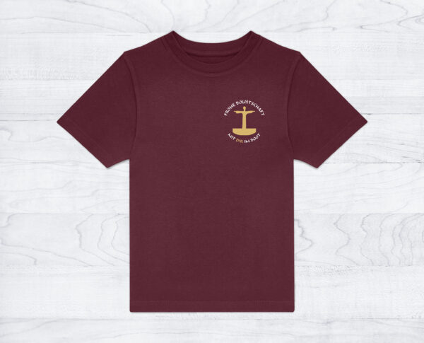 13_Kindershirt_Logo_burgundy Kinder T-Shirt »Frohe Bo(o)tschaft«